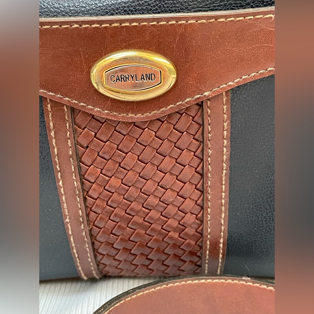 Vintage Carryland leather purse navy/brown - Picture 3 of 16